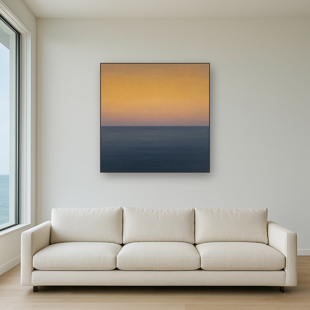 Dusk Horizon in Pale Lavender & Slate No. 3 - Modern Fine Art Oil Painting - View 2