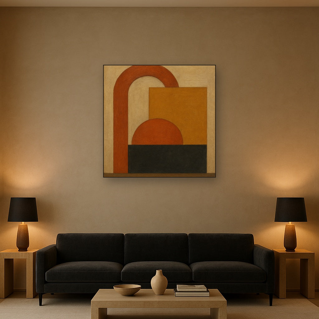 Bauhaus Archway & Terracotta Semicircle Suite No. 10 Fine Art Oil Painting - View 2