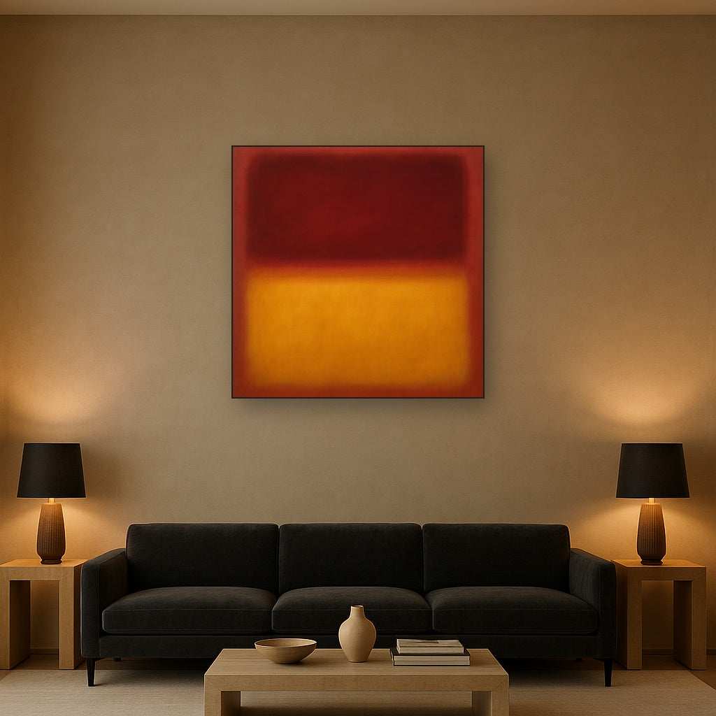 Crimson Burgundy & Saffron Gold Color Vibrations No. 14 Oil Painting - View 2