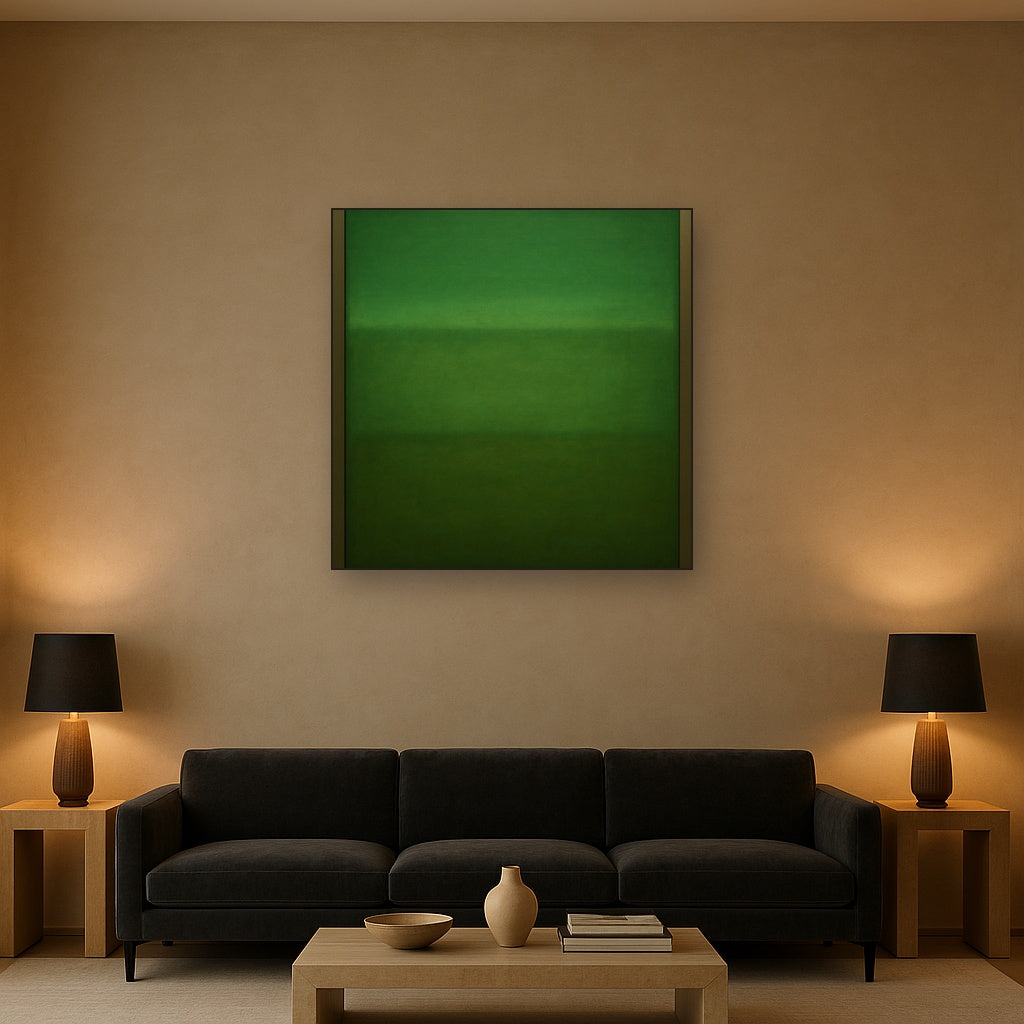 Forest Emerald & Deep Moss Contemplative Field No. 4 Oil Painting - View 2
