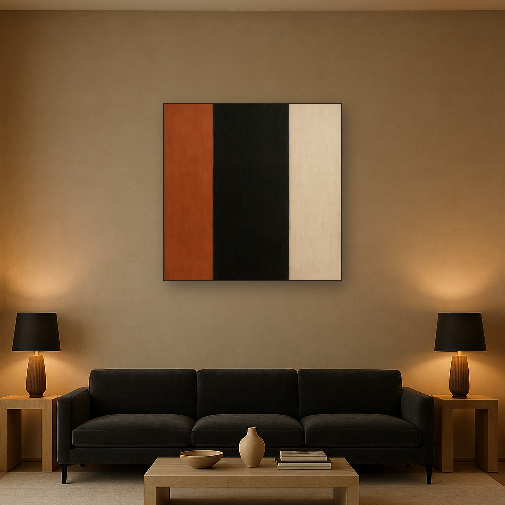 Deep Charcoal & Bone Monolith No. 1 - Modern Fine Art Oil Painting - View 2