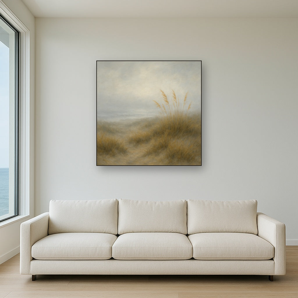 Ethereal Coastal Sea Fog over Silent Dunes No. 9 Fine Art Oil Painting - View 2