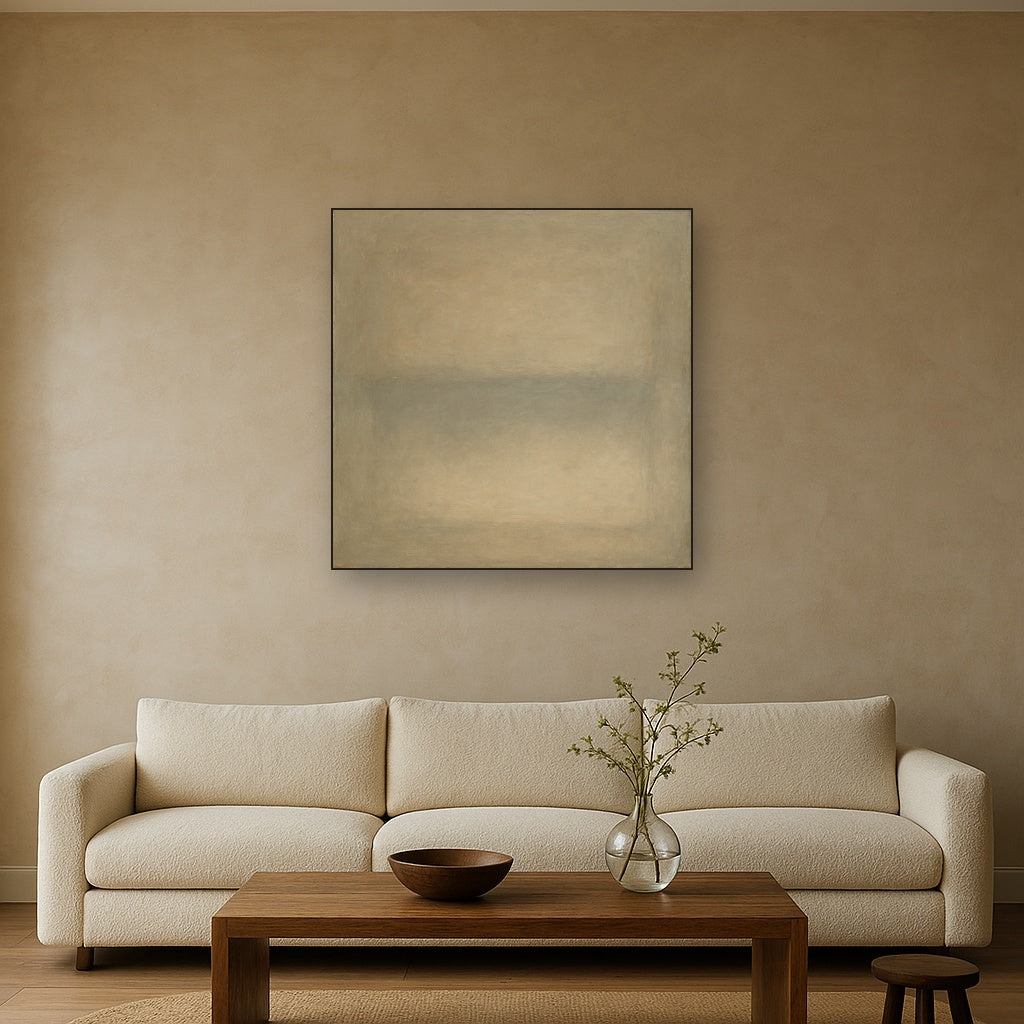 Quiet Solitude in Taupe Wabi-Sabi Oil Painting - View 2