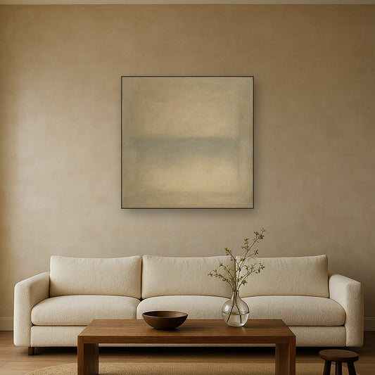 Quiet Solitude in Taupe Wabi-Sabi Oil Painting - View 2
