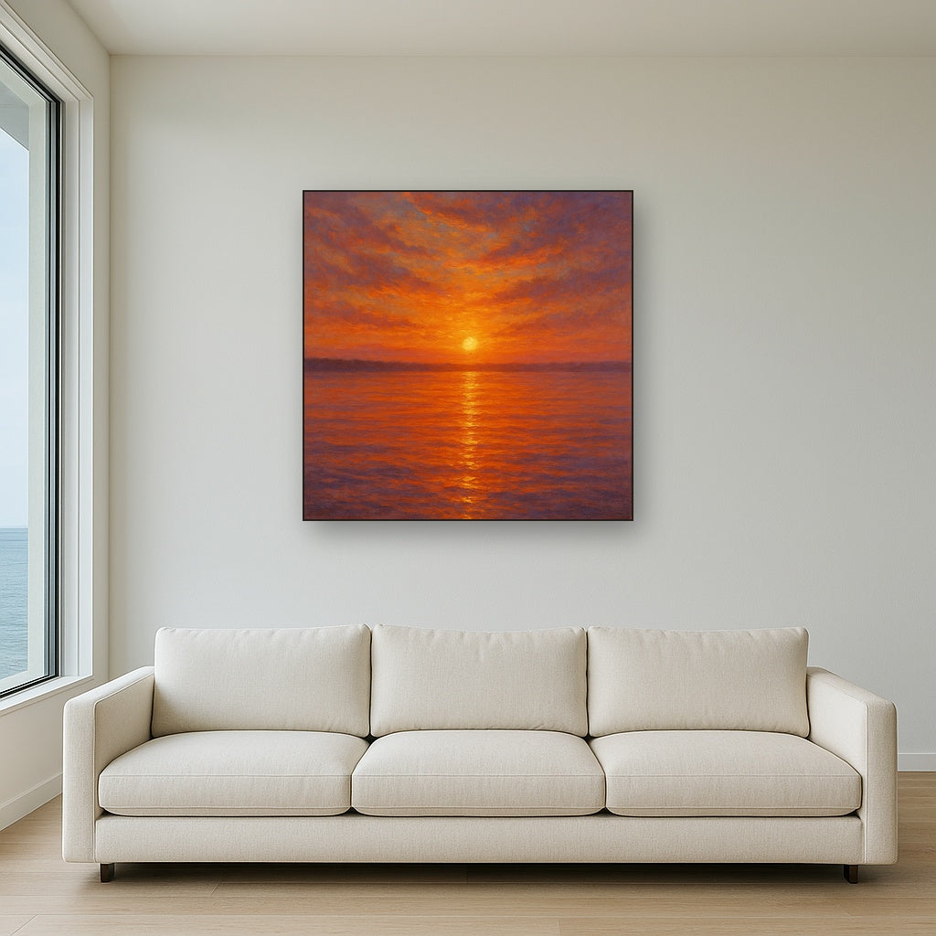 Sunset Glow on Warm Tidal Basin Waters No. 4 Fine Art Oil Painting - View 2