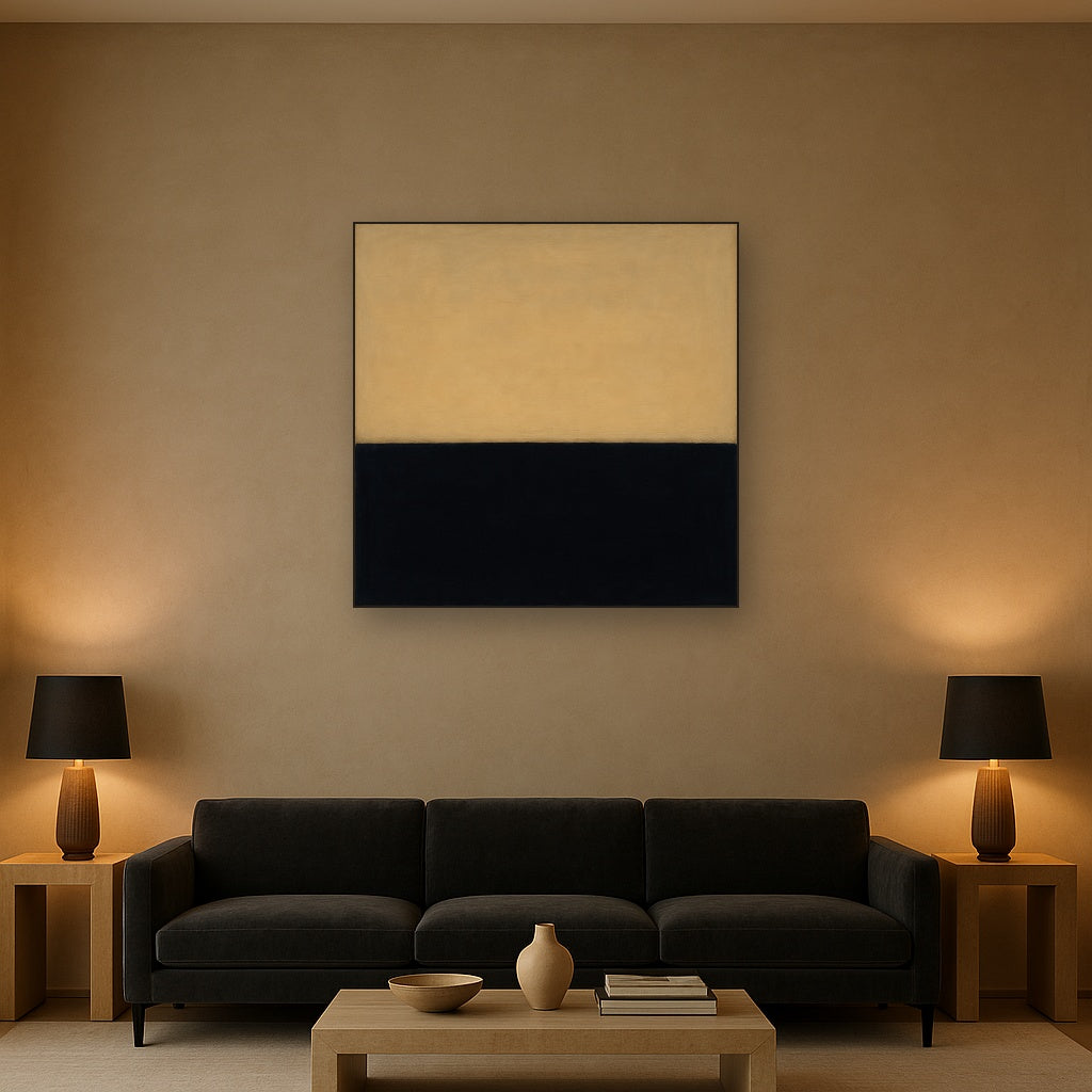 Onyx & Warm Biscuit Horizon No. 9 - Modern Fine Art Oil Painting - View 2