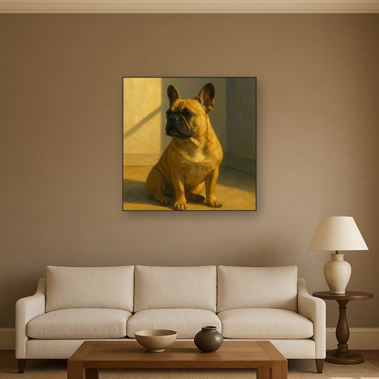 French Bulldog in Sunlit Minimalist Studio No. 13 Fine Art Oil Painting - View 2