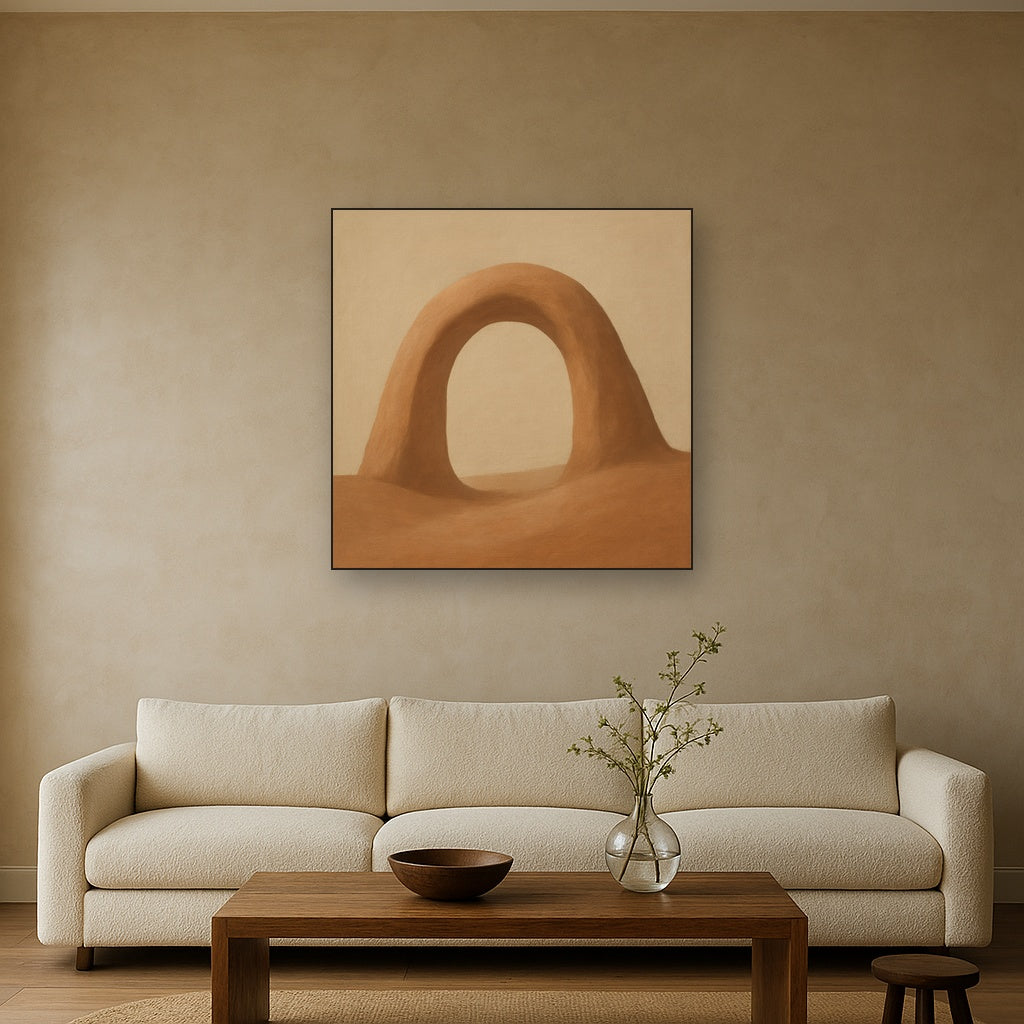 Warm Beige Travertine Arch No. 1 - Modern Fine Art Oil Painting - View 2