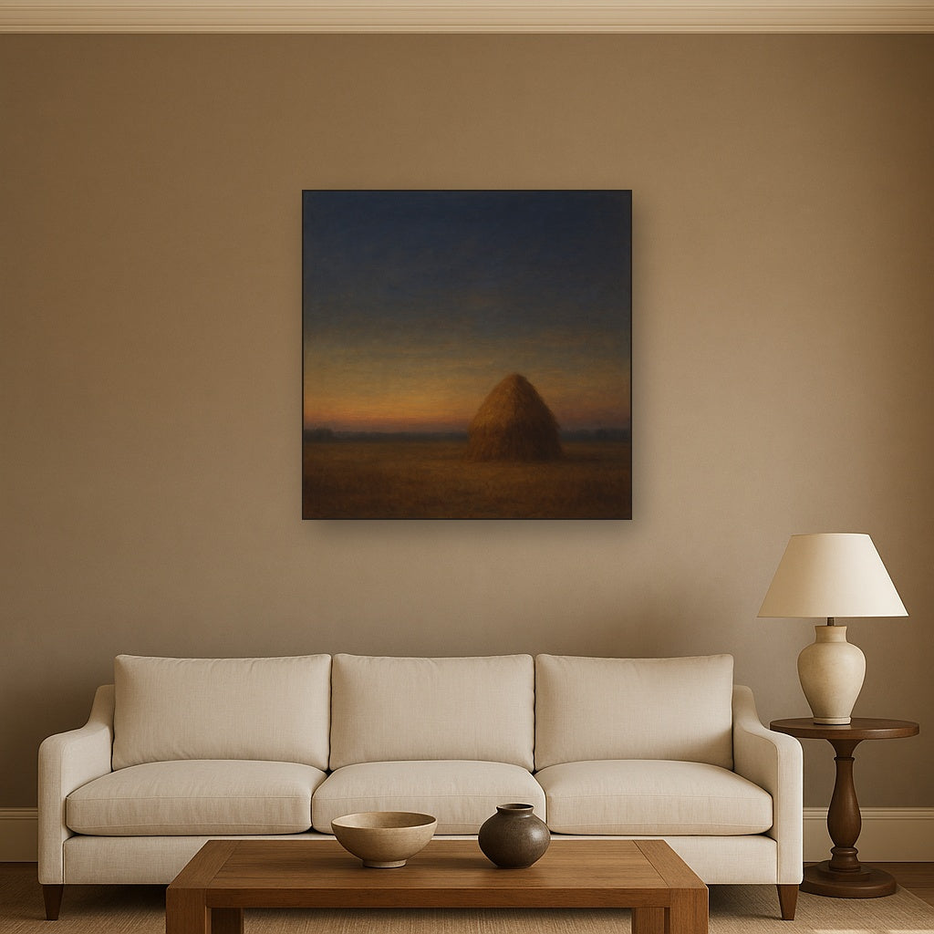 Dusk Horizon over Weathered Haystack No. 4 Oil Painting - View 2
