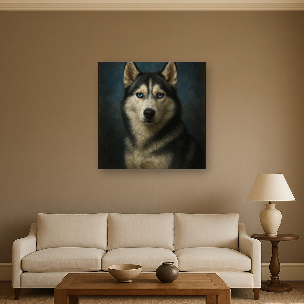 Siberian Husky with Luminous Ice Blue Eyes No. 8 Fine Art Oil Painting - View 2