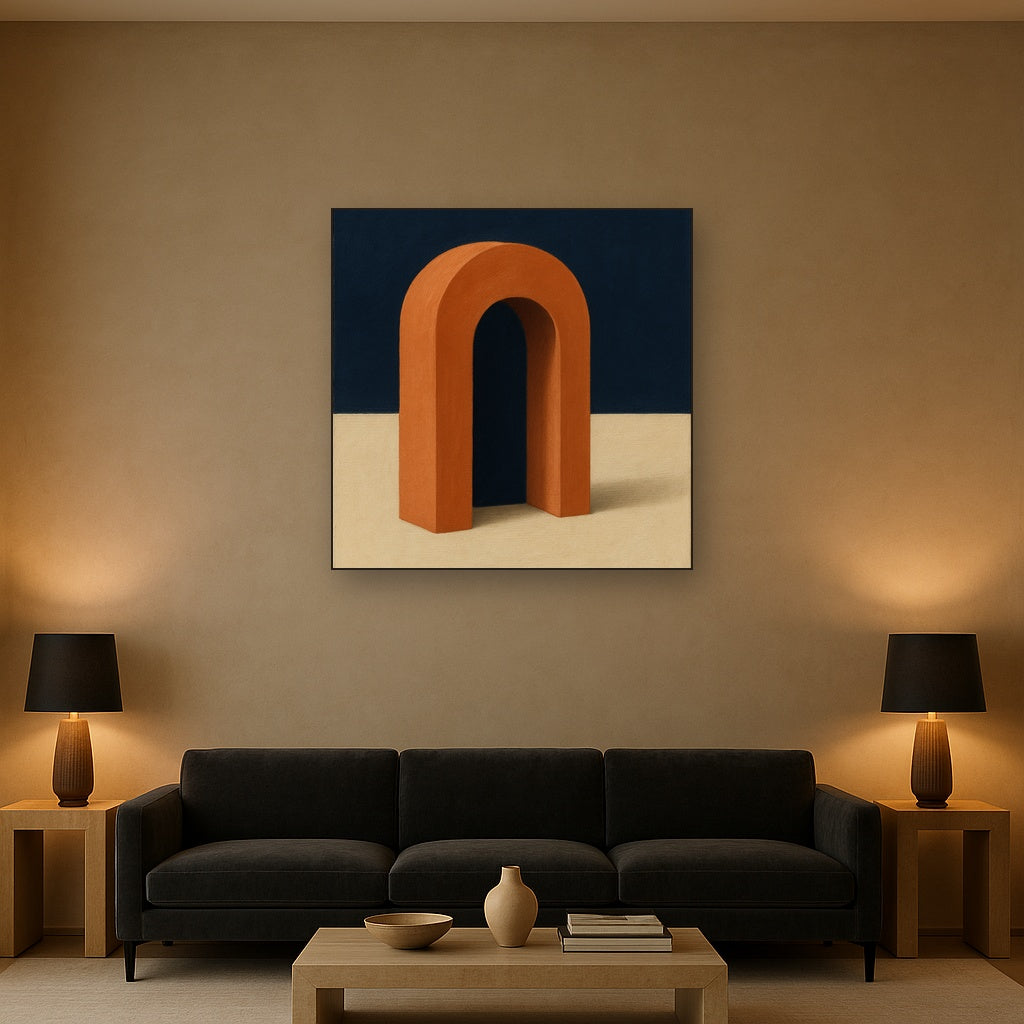 Terracotta Clay & Cream Arch No. 4 - Modern Fine Art Oil Painting - View 2