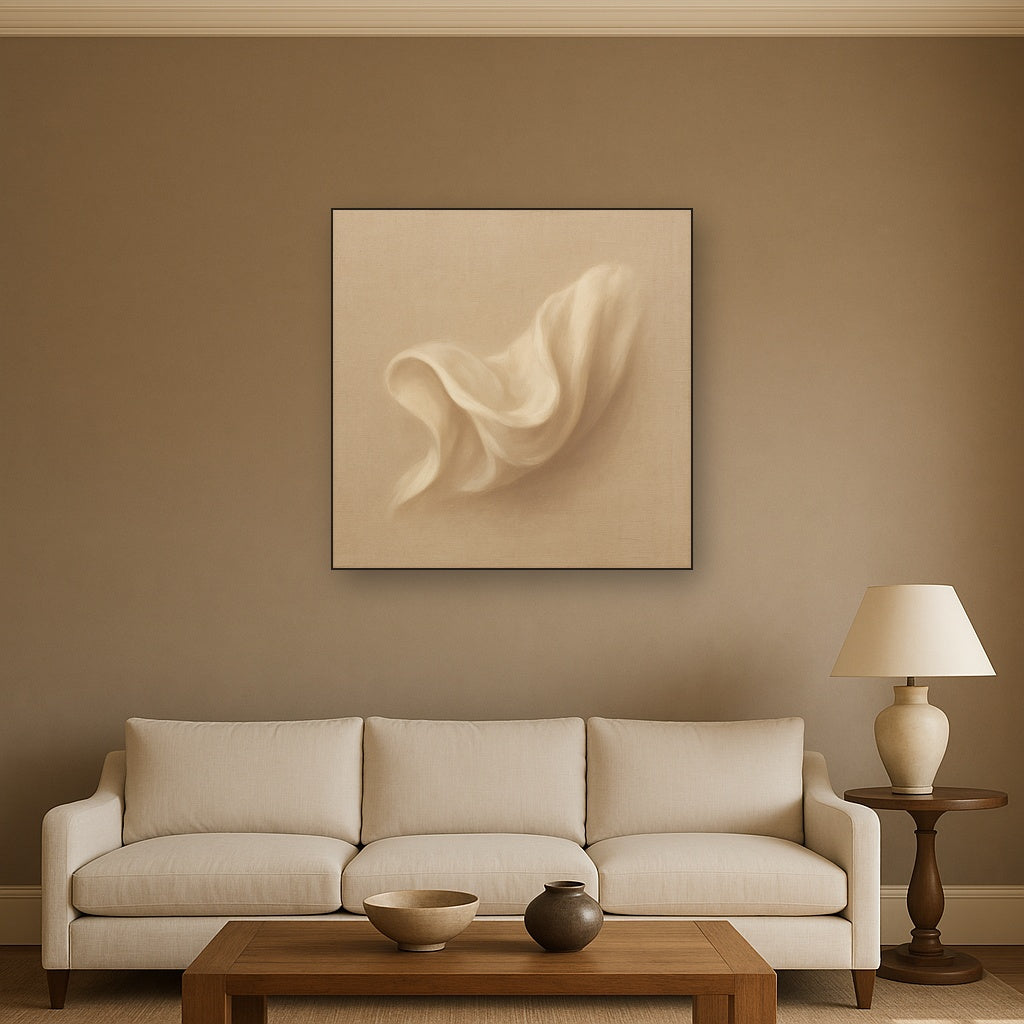 Alabaster Linen Texture Fold No. 4 - Modern Fine Art Oil Painting - View 2