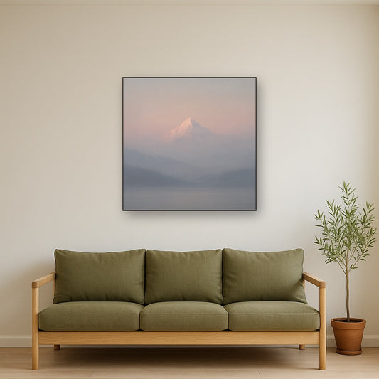 Pale Alpenglow over Distant Glacial Peak No. 10 Oil Painting - View 2