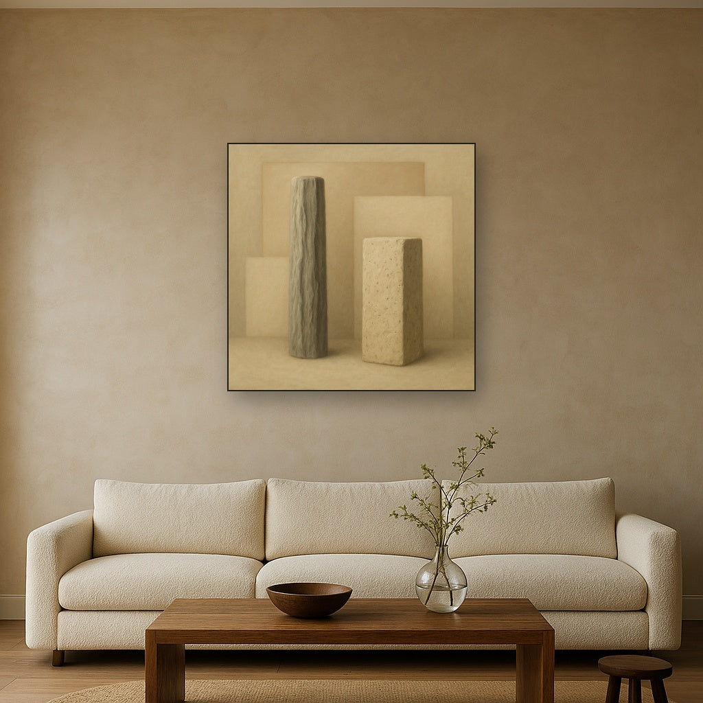 Driftwood Grey & Weathered Stone Monolith No. 20 Oil Painting - View 2