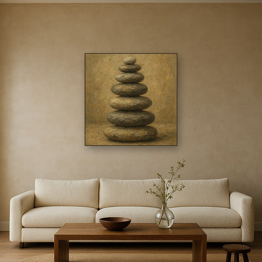 Zen Stone Cairn Balance Wabi-Sabi Oil Painting - View 2