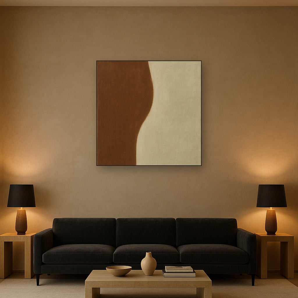 Burnt Umber & Greige Duet No. 7 - Modern Fine Art Oil Painting - View 2