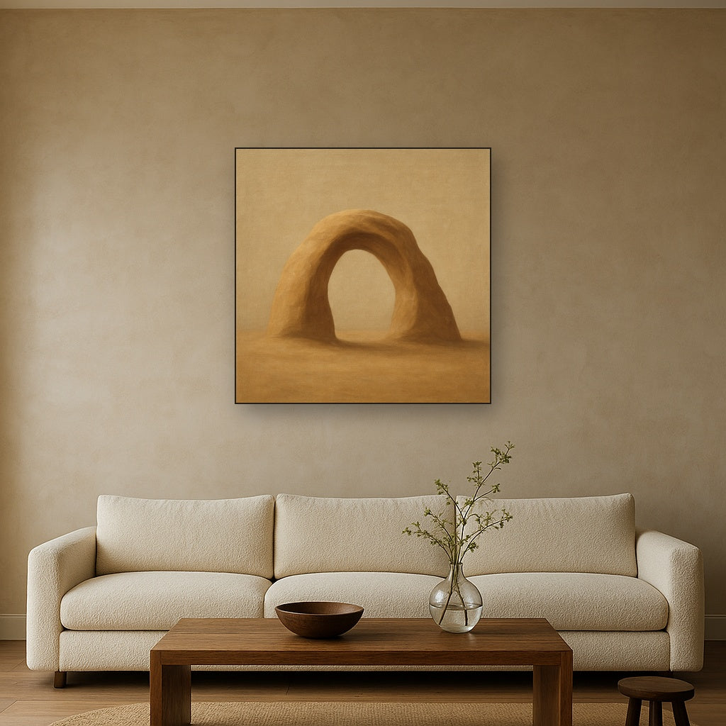 Warm Beige Travertine Arch No. 1 - Modern Fine Art Oil Painting - View 2