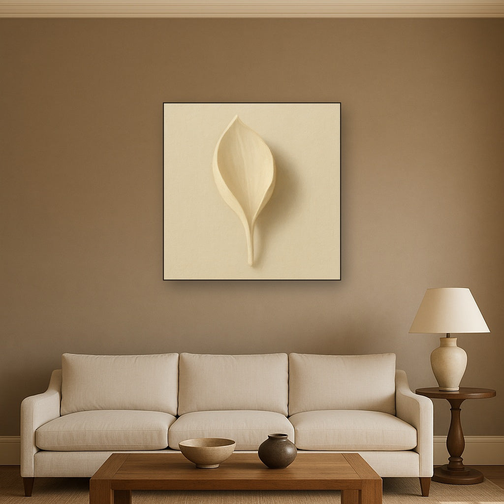 Sculpted Ivory Floral Contour No. 1 - Modern Fine Art Oil Painting - View 2