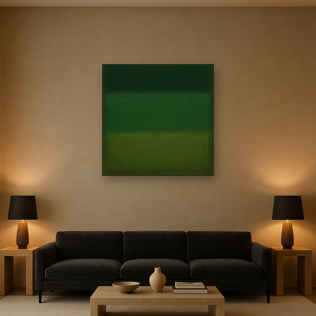 Forest Emerald & Deep Moss Contemplative Field No. 6 Oil Painting - View 2