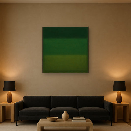 Forest Emerald & Deep Moss Contemplative Field No. 6 Oil Painting - View 2