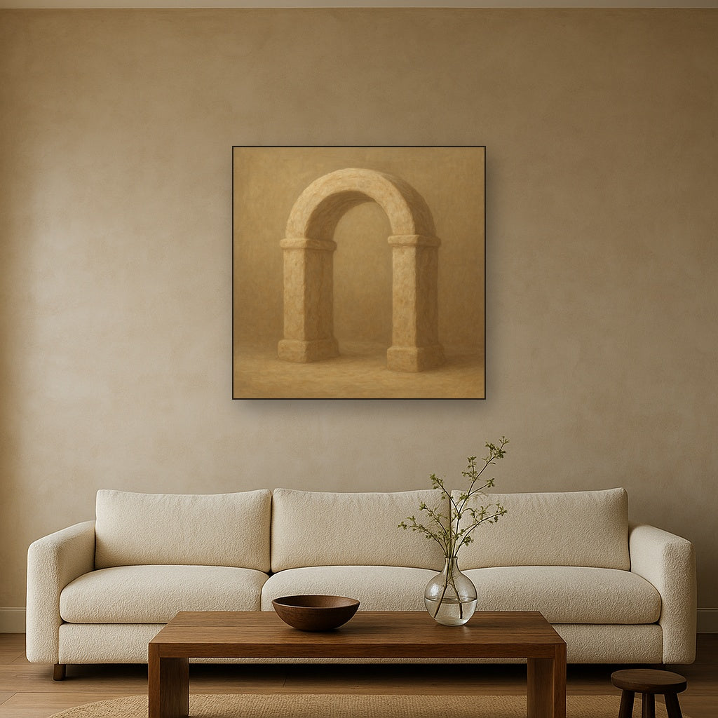 Travertine Stone Arch & Earth Tones No. 26 Oil Painting - View 2