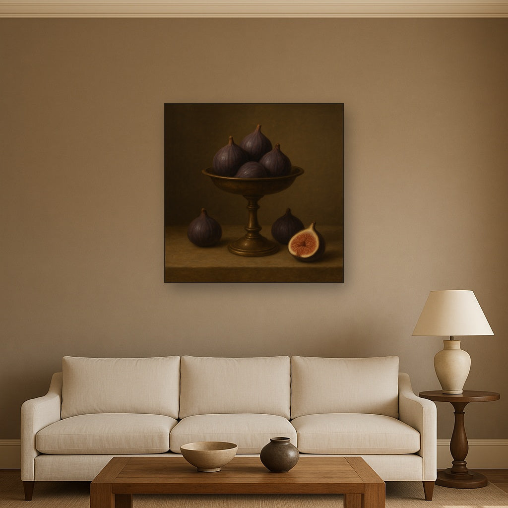 Ripe Figs & Bronze Compote Still Life No. 5 Oil Painting - View 2