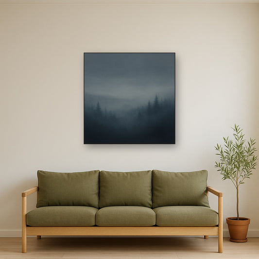 Dusk over Silent Pine Ridgeline in Charcoal Fog No. 2 Oil Painting - View 2