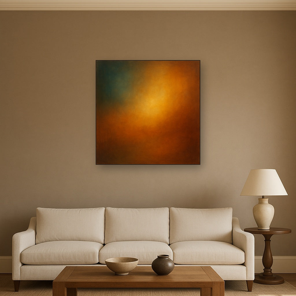 Deep Topaz & Spiced Terracotta Glow No. 18 Oil Painting - View 2