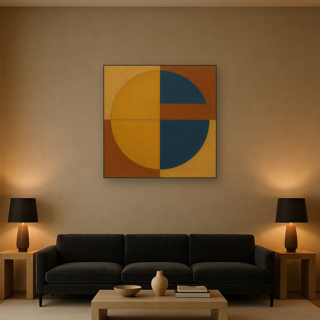 Bauhaus Quadrant Harmony in Primary Earth Tones No. 9 Oil Painting - View 2