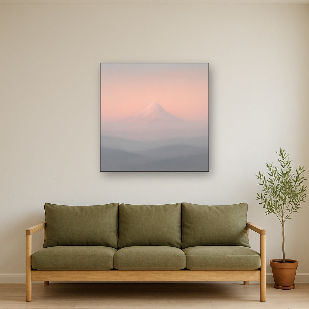 Pale Alpenglow over Distant Glacial Peak Oil Painting - View 2