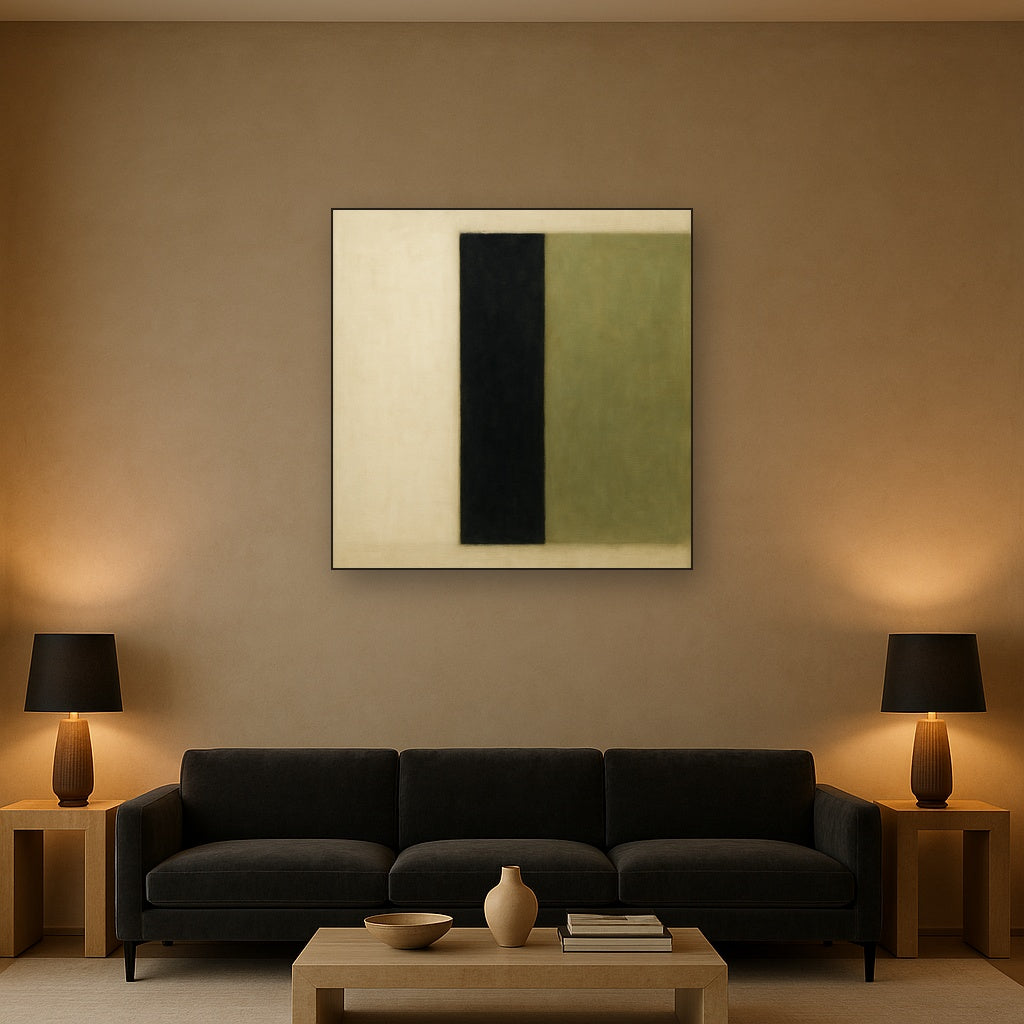 Deep Charcoal & Bone Monolith No. 1 - Modern Fine Art Oil Painting - View 2