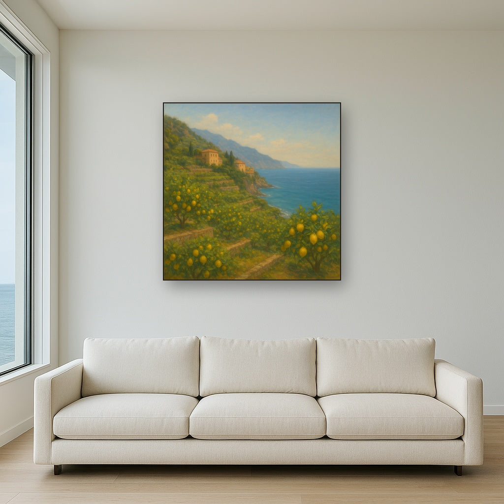 Italian Amalfi Coastline Terraces & Lemon Grove No. 4 Oil Painting - View 2