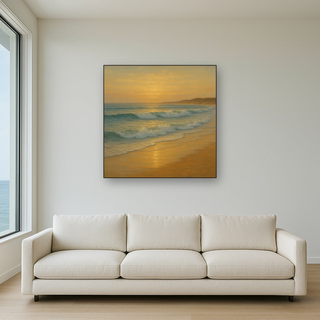 Gentle Breaking Waves & Wet Beach Reflection No. 8 Oil Painting - View 2