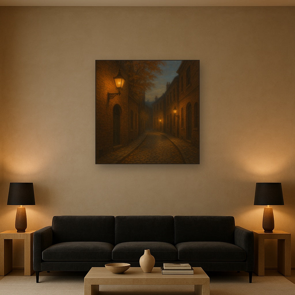 London Gaslamp Alley in Autumn Dusk No. 9 Oil Painting - View 2