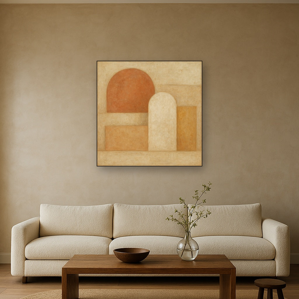 Earthy Terracotta & Weathered Plaster Wash No. 12 Oil Painting - View 2