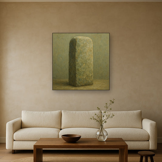 Weathered Stone Stele Wabi-Sabi Oil Painting - View 2