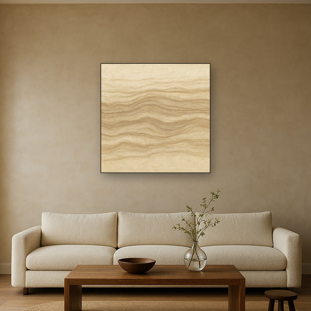 Weathered Mineral Sediments in Warm Ecru Oil Painting - View 2