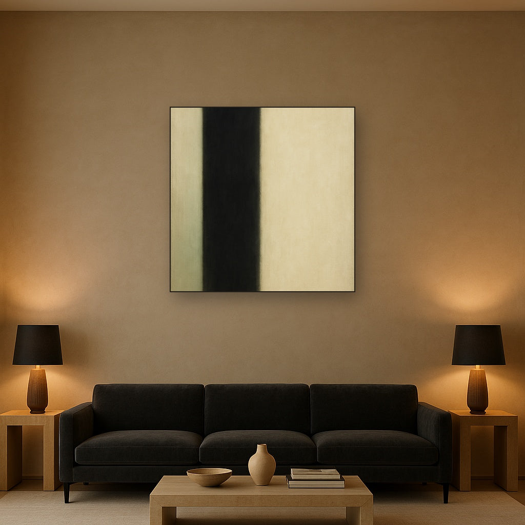 Deep Charcoal & Bone Monolith No. 1 - Modern Fine Art Oil Painting - View 2