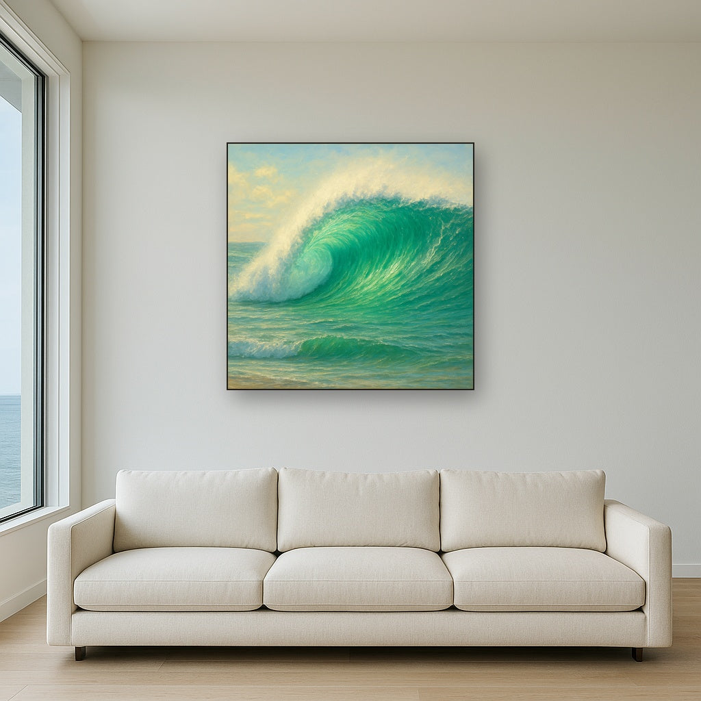 Emerald Breaker Wave in Crystalline Light No. 10 Fine Art Oil Painting - View 2