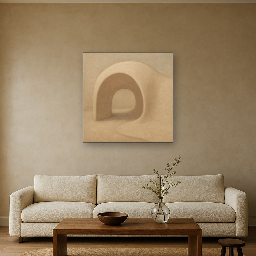 Soft Architectural Curve in Desert Bone Oil Painting - View 2