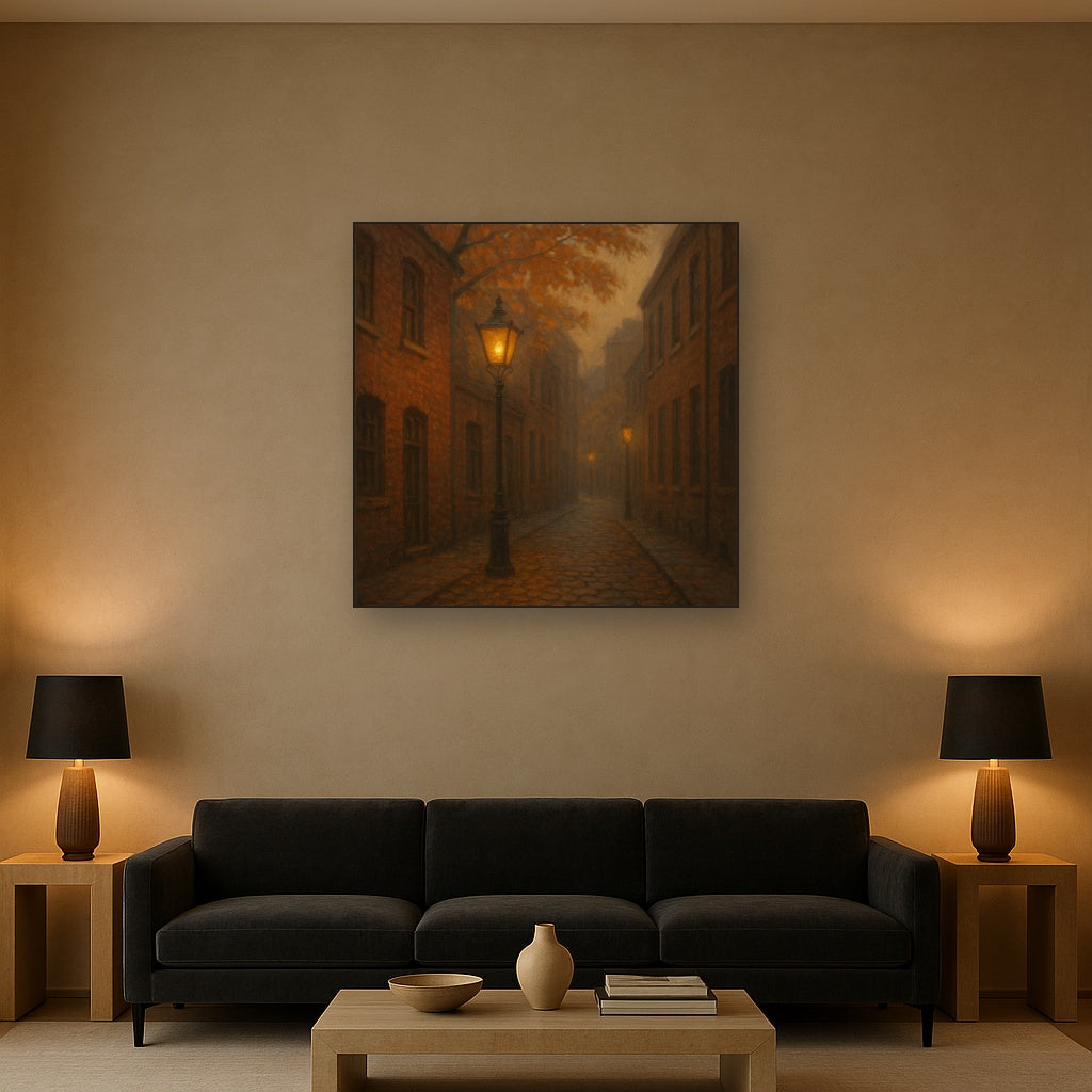 London Gaslamp Alley in Autumn Dusk No. 30 Oil Painting - View 2