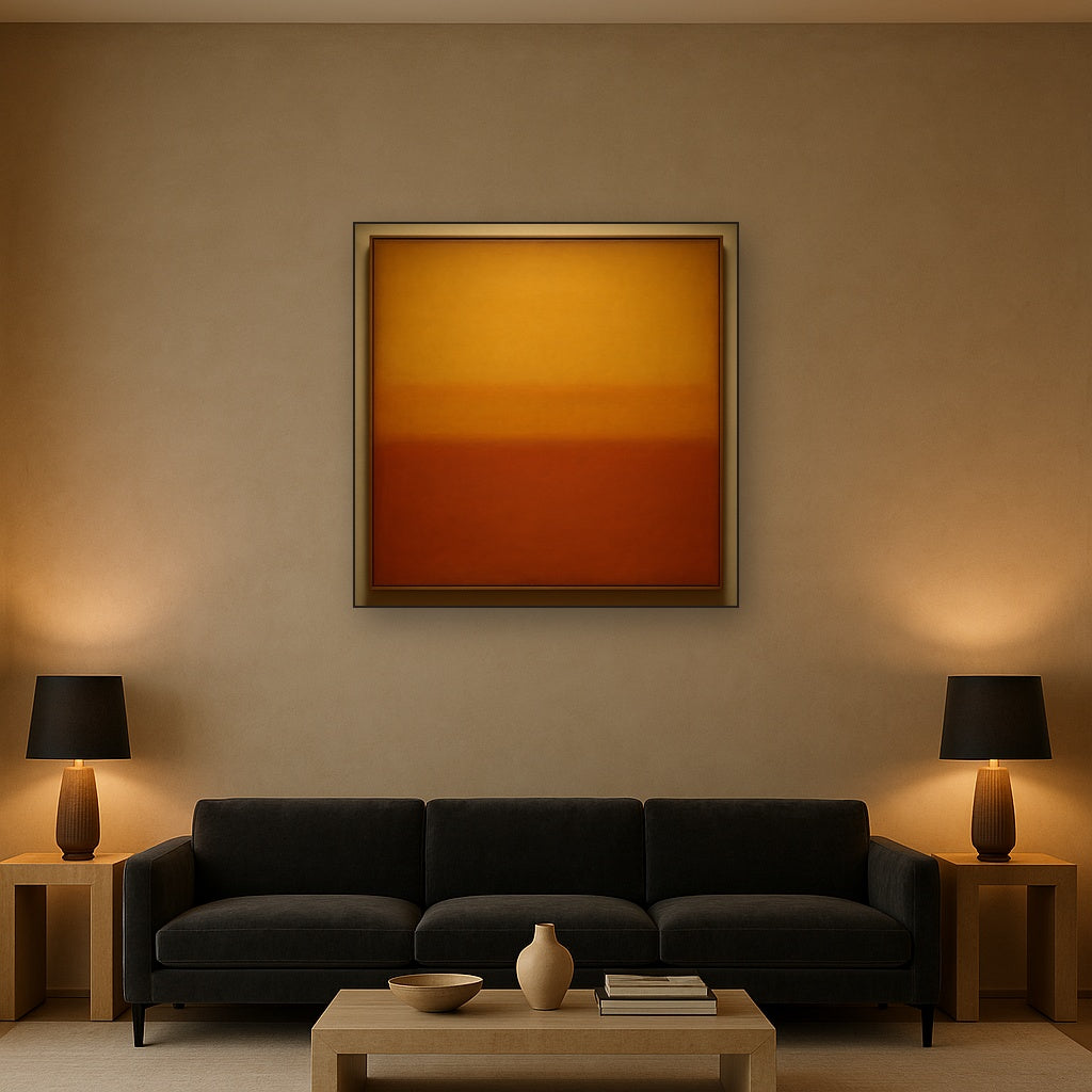 Luminous Ochre & Terracotta Horizon Color Field No. 20 Oil Painting - View 2