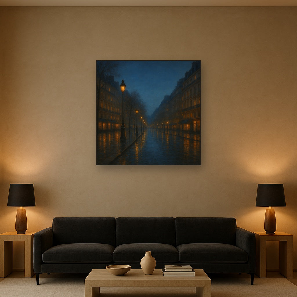 Rainy Parisian Boulevard at Twilight No. 14 Oil Painting - View 2