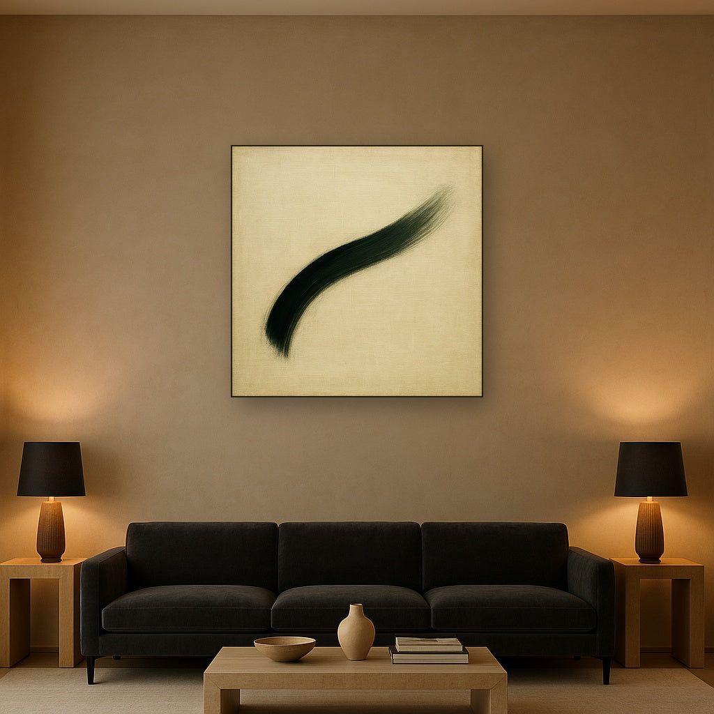 Monochrome Brushstroke Void No. 5 - Modern Fine Art Oil Painting - View 2