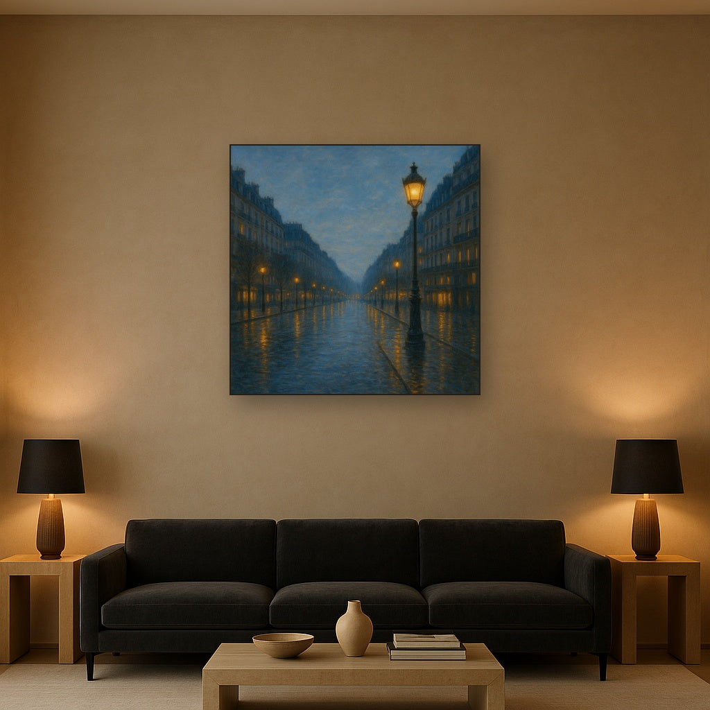 Rainy Parisian Boulevard at Twilight No. 15 Oil Painting - View 2