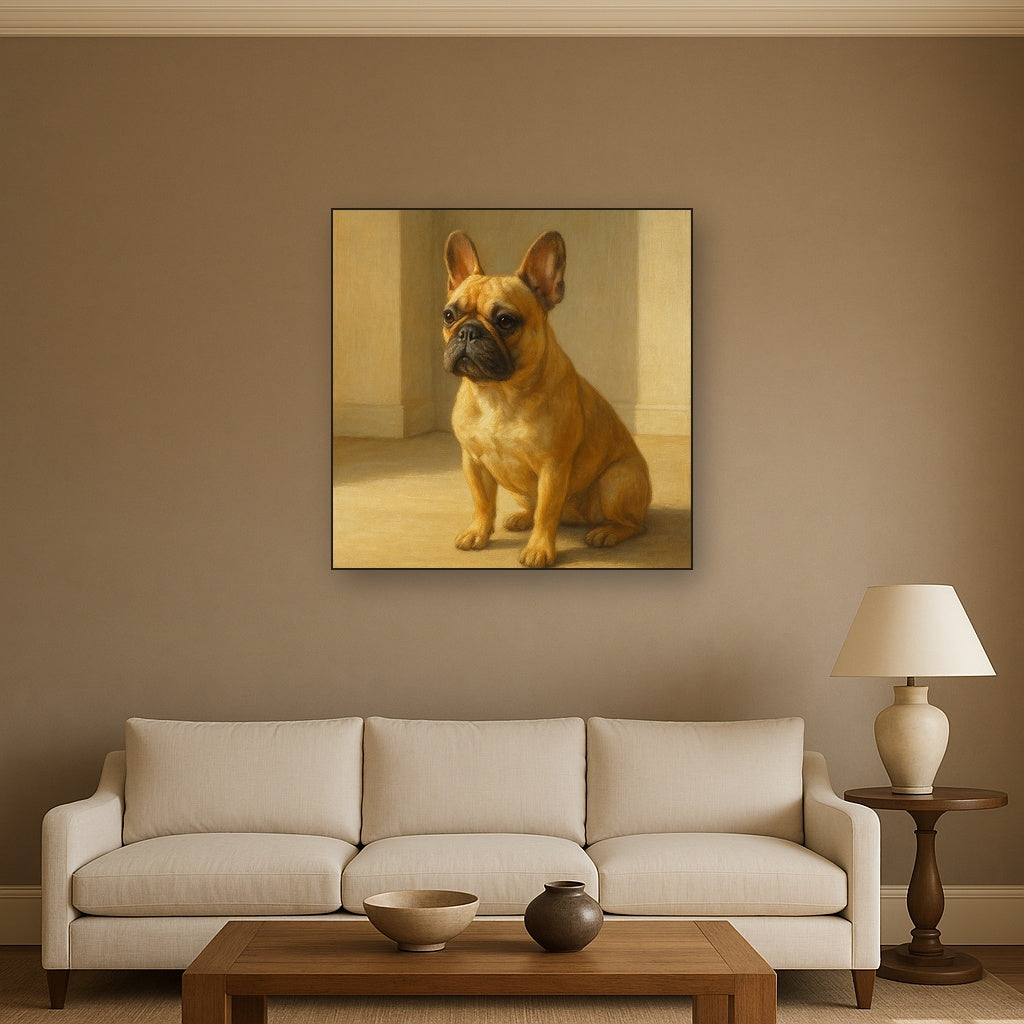French Bulldog in Sunlit Minimalist Studio No. 7 Fine Art Oil Painting - View 2