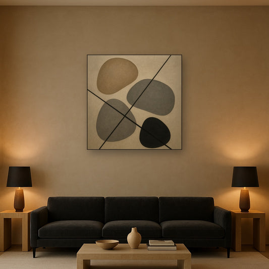 Organic Pebble Contours & Slanted Lines No. 7 Oil Painting - View 2