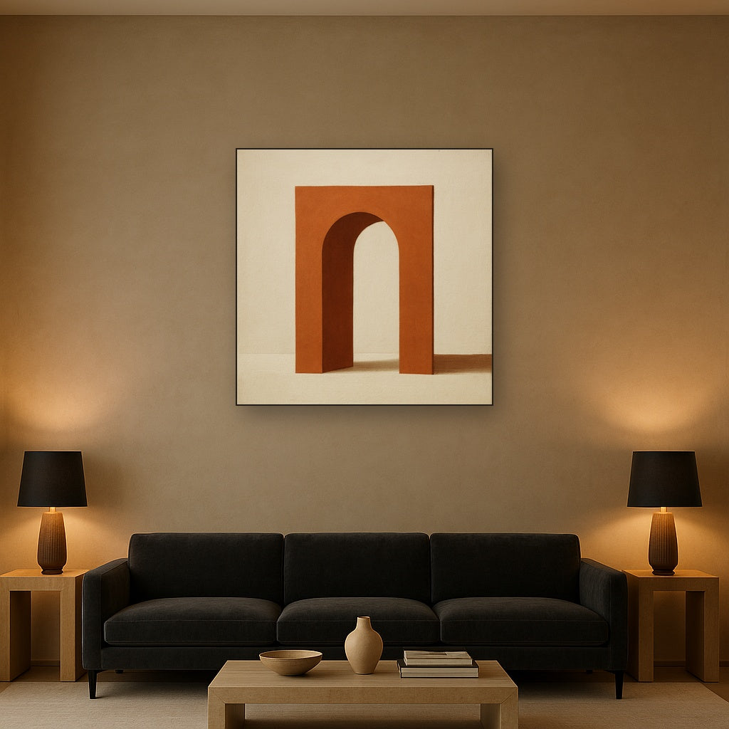 Terracotta Clay & Cream Arch No. 4 - Modern Fine Art Oil Painting - View 2