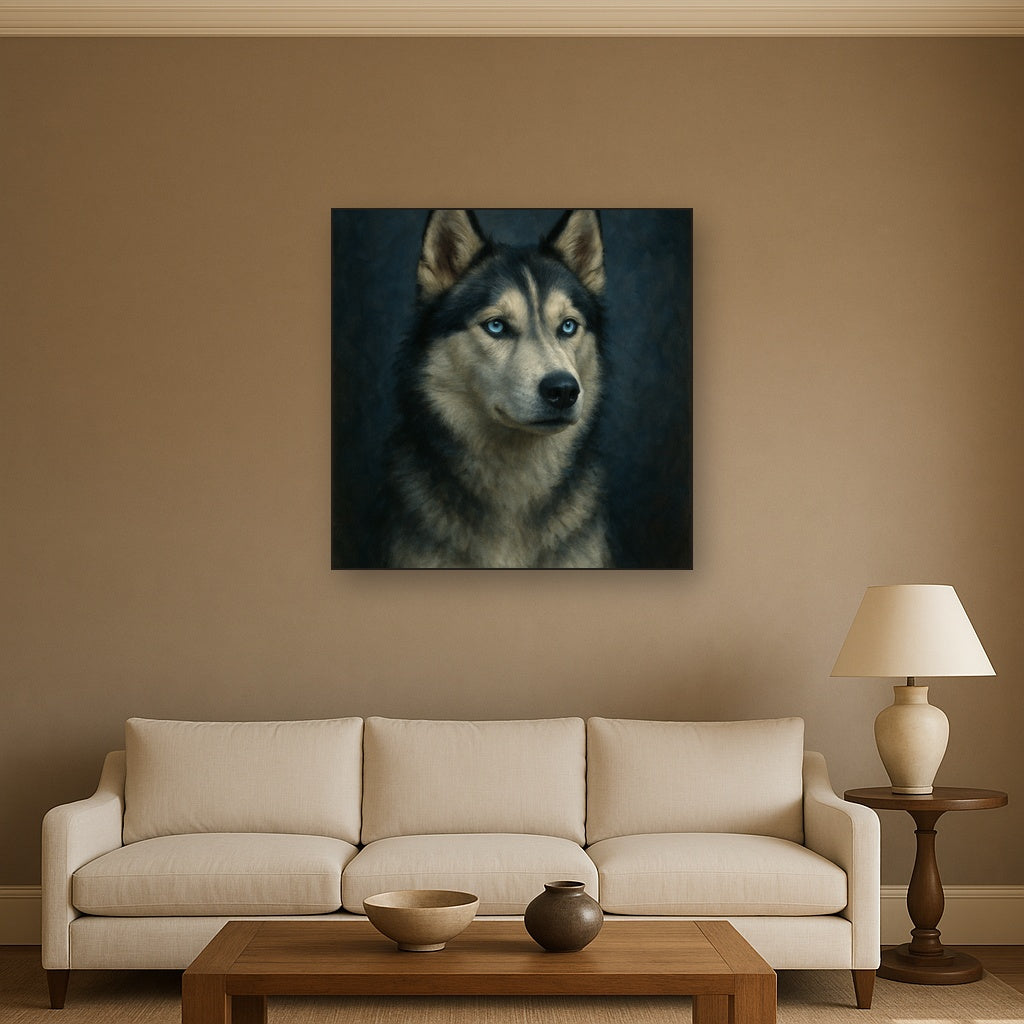 Siberian Husky with Luminous Ice Blue Eyes No. 17 Fine Art Oil Painting - View 2