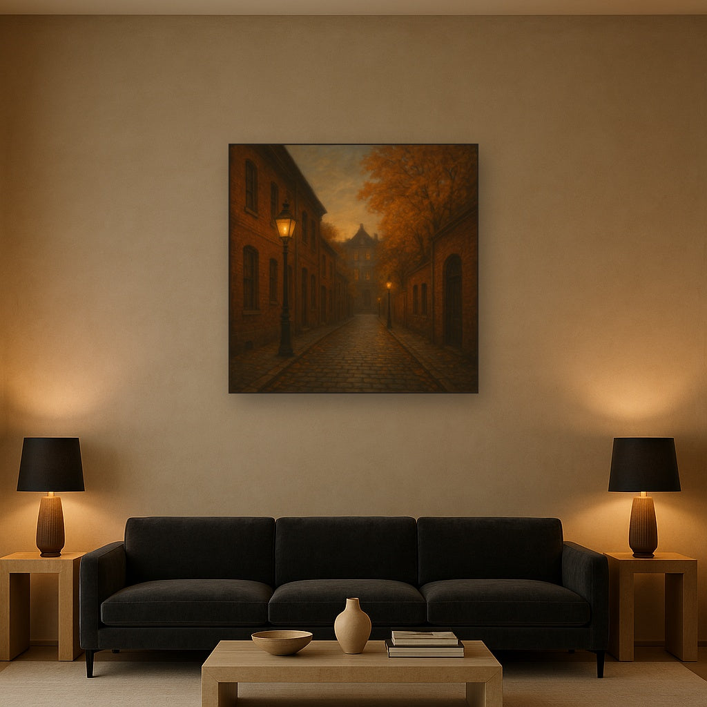 London Gaslamp Alley in Autumn Dusk No. 22 Oil Painting - View 2